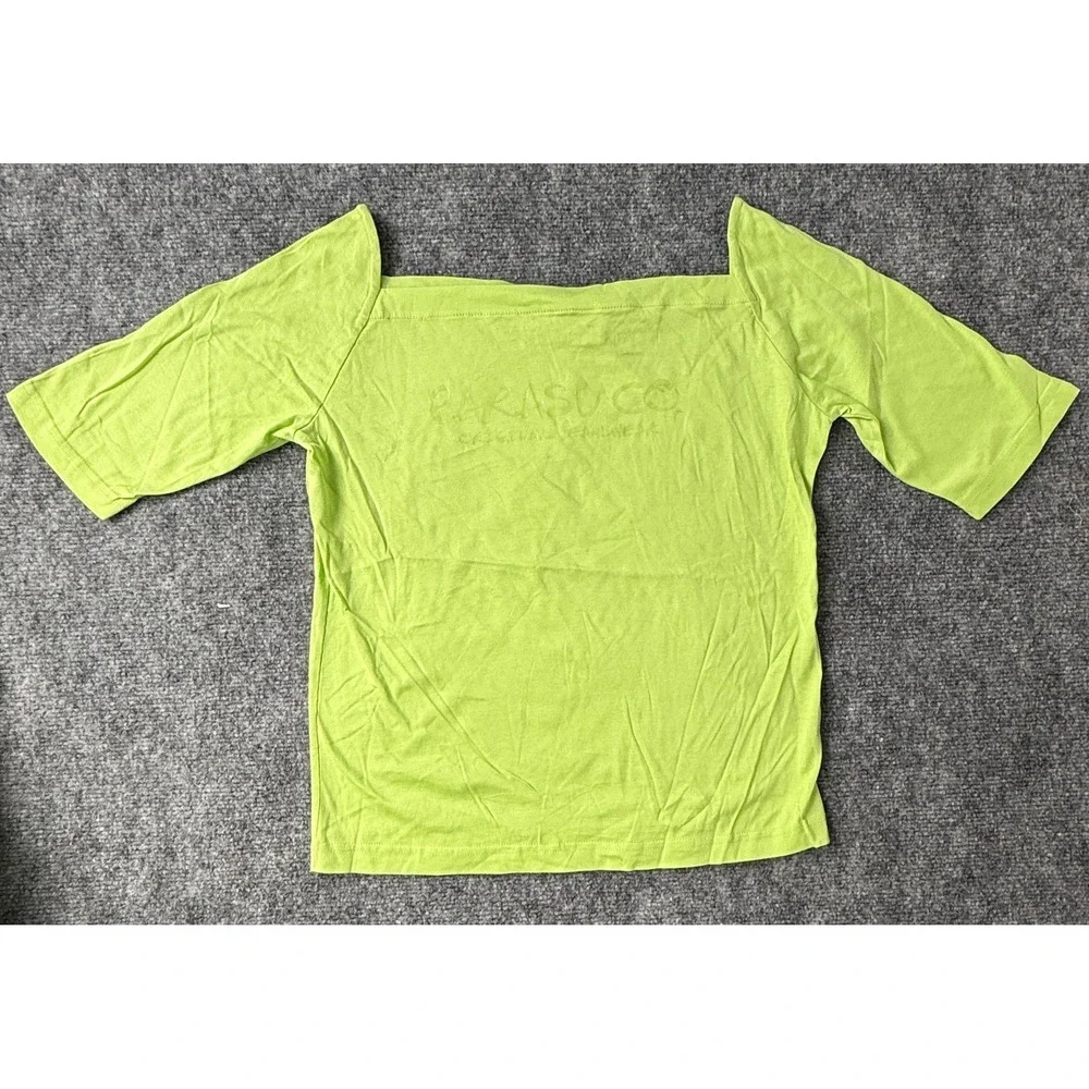 Vintage Parasuco Original Lime Green Square Neck T Shirt Size L Embossed NWT - Picture 3 of 8